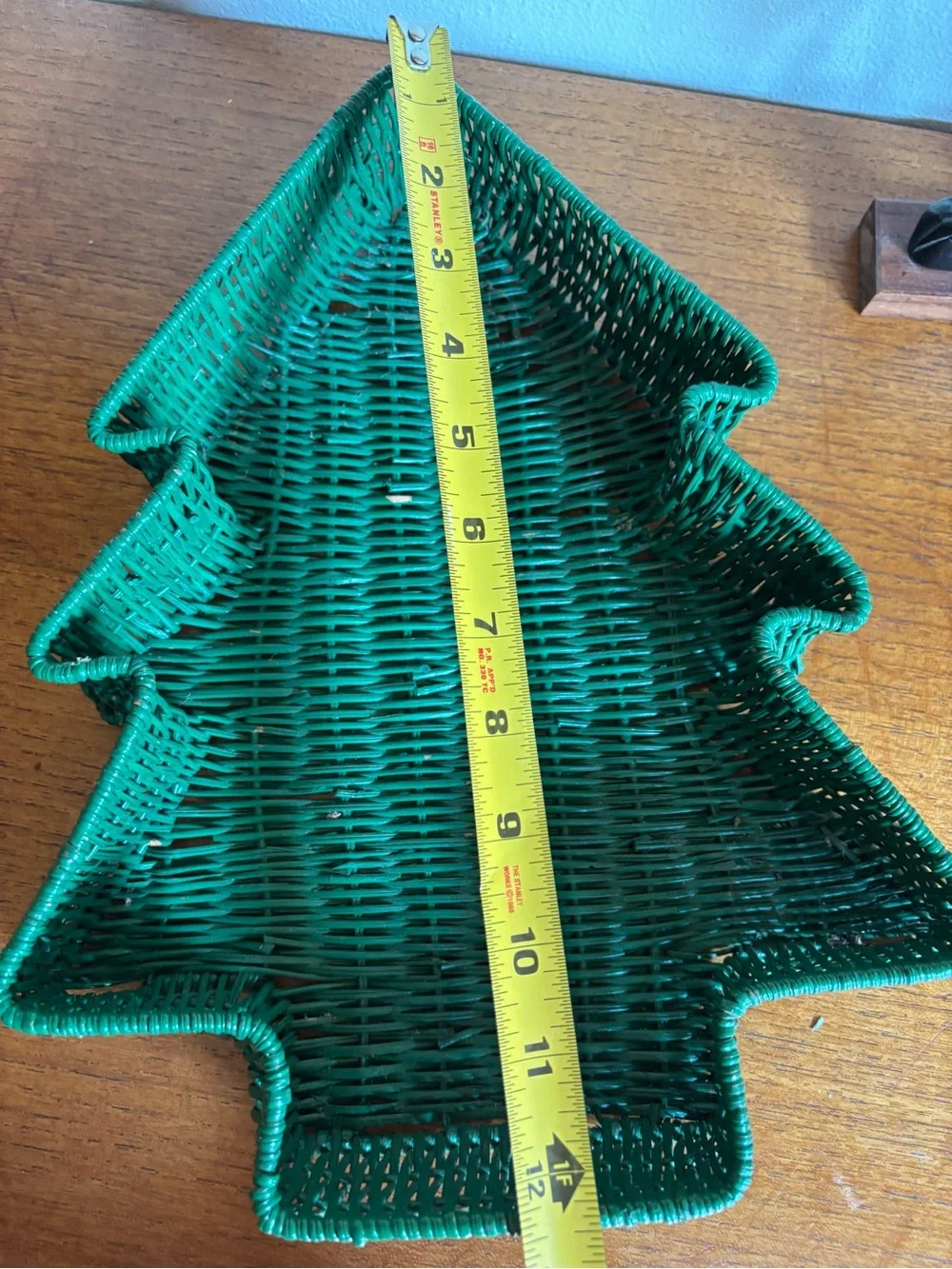Vintage green pine tree Christmas tree wicker basket decor table decor shelf